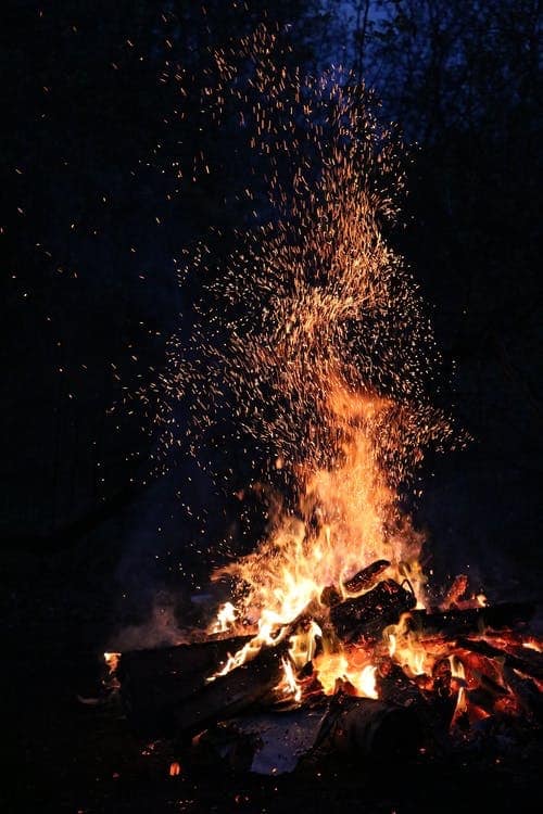 A bonfire and the night sky