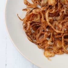 Crispy shallots on a plate