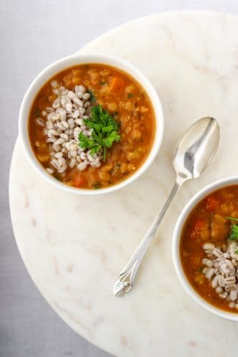 Vegetarian Split Pea Soup with Barley