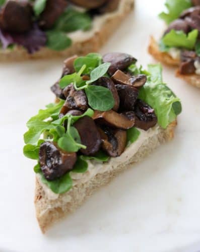 Balsamic-Glazed Mushroom Smørrebrød with White Bean Purée