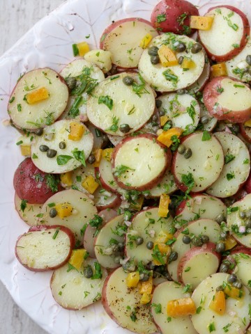 Potato salad on a platter