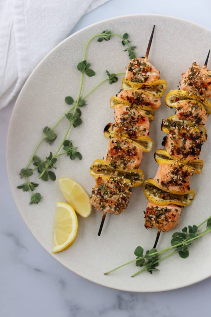 Spiced Salmon Skewers with Lemon True North Kitchen