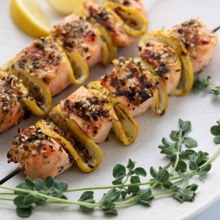 Spiced Salmon Skewers with Lemon