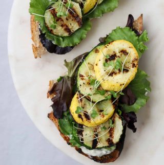 Grilled Summer Squash Smørrebrød with Basil Mayonnaise