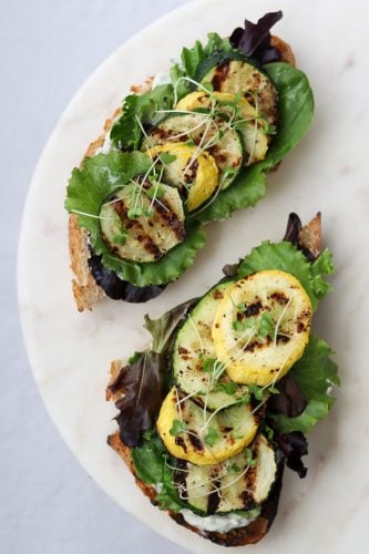 Grilled Summer Squash Smørrebrød with Basil Mayonnaise