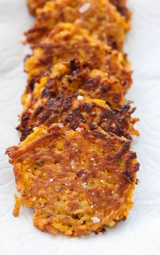 Sweet Potato Pancakes on a paper towel