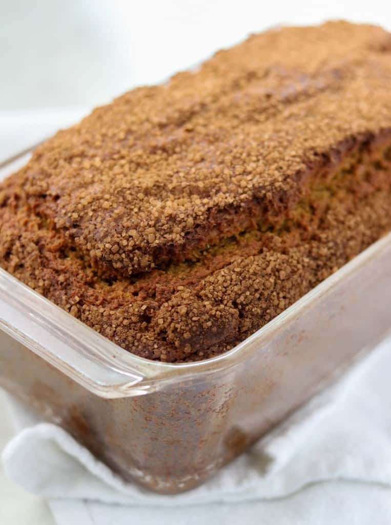 Close up of a loaf of pumpkin bread