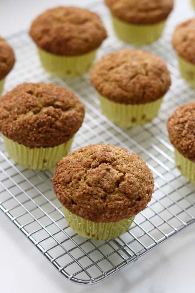 Pumpkin muffins on a cooling rack