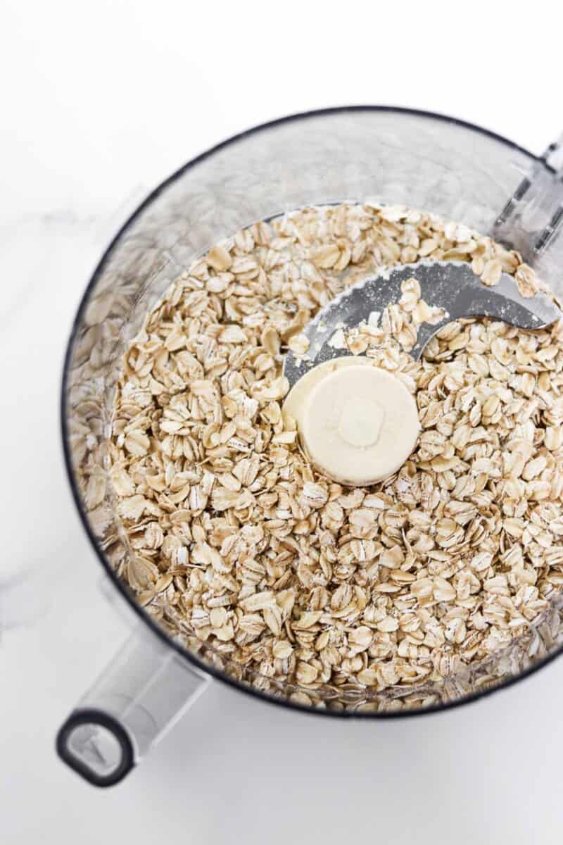 Rolled oats in a food processor.