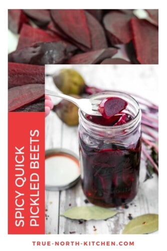 Spicy Quick Pickled Beets collage pin.