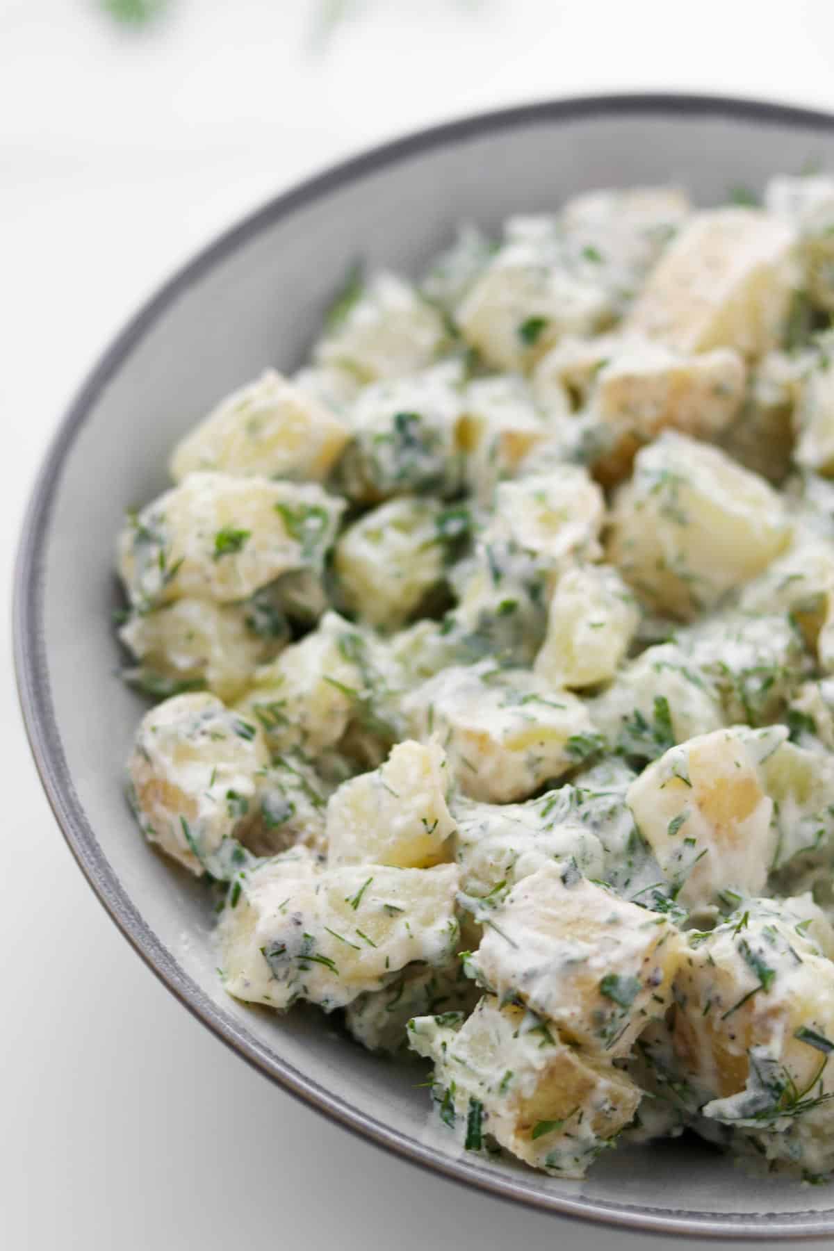 Close up of Creamy Herbed Potato Salad.