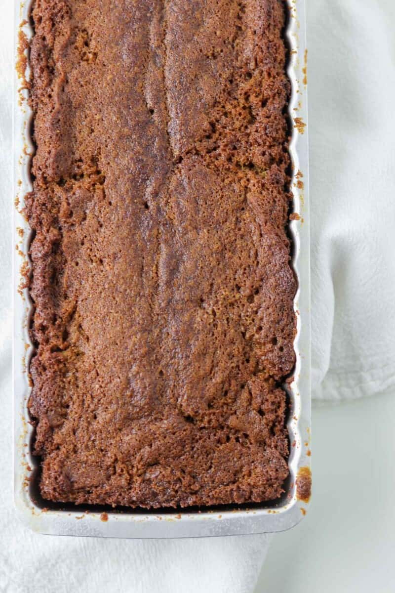 Baked Swedish Spice Cake in a pan.