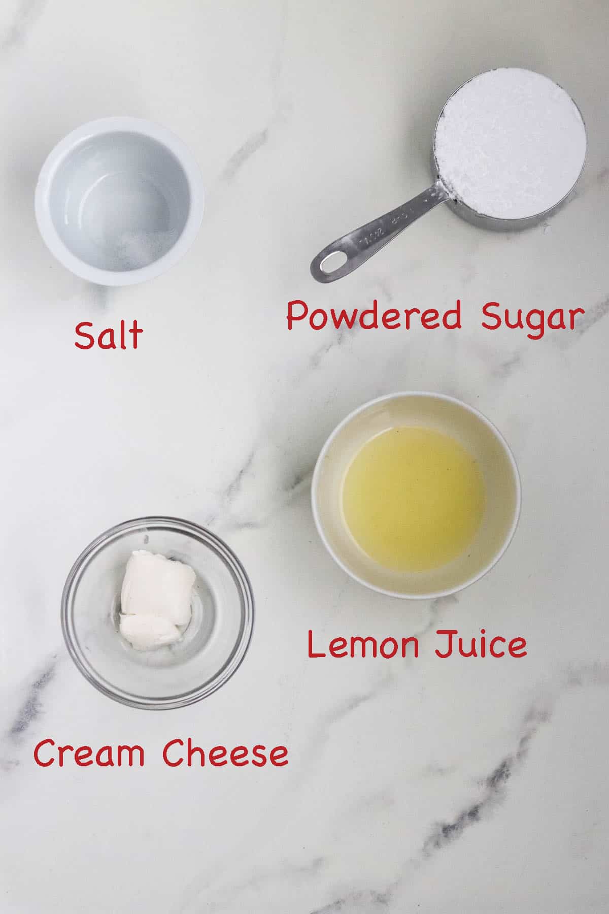 Labeled ingredients for Nordic Lemon Wafer glaze.