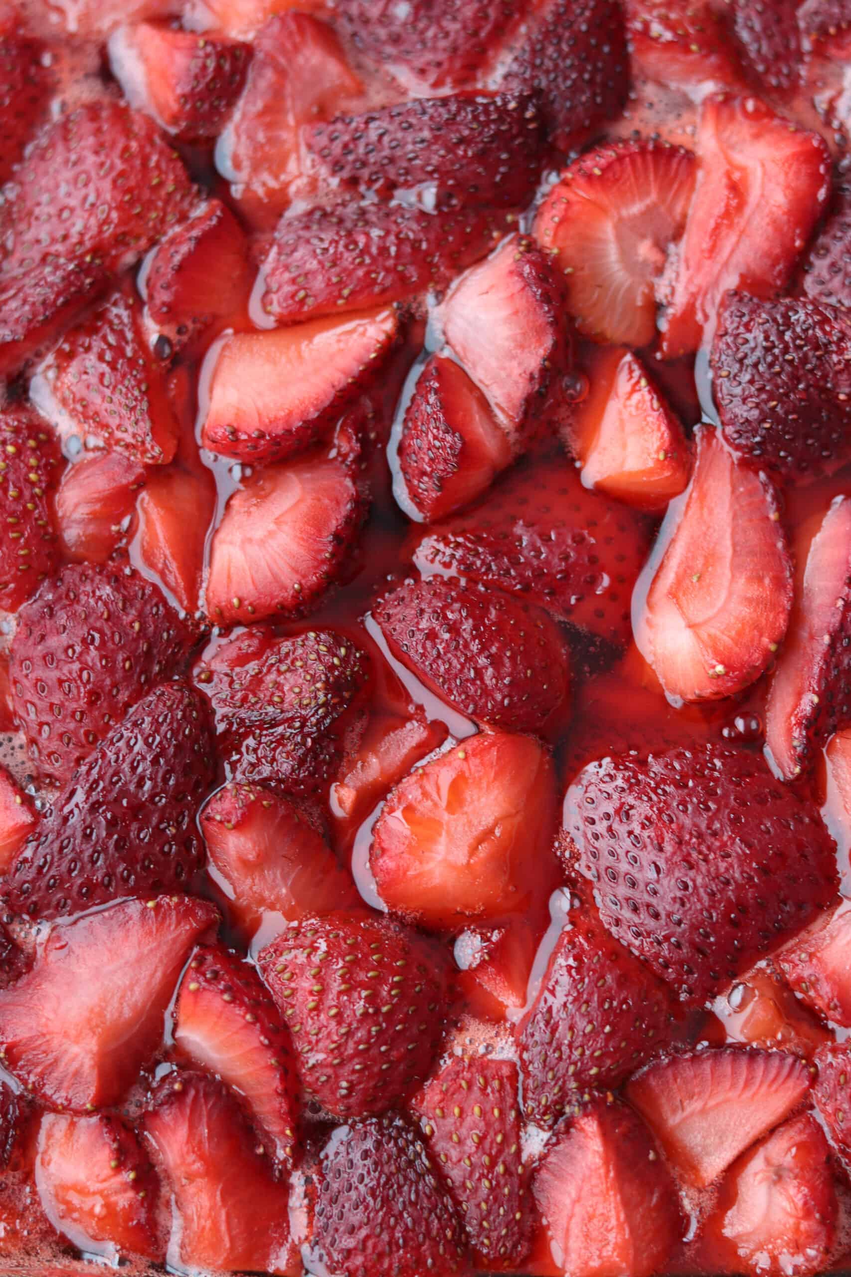 Close up of roasted strawberries.