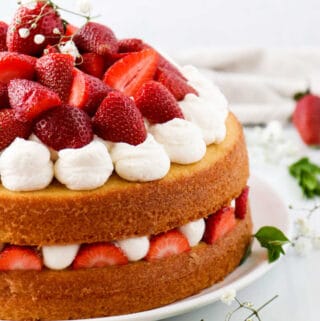 Featured image shot of Vanilla Cake with Strawberry Filling.