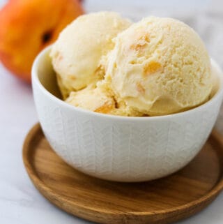 Close up of Homemade Peaches and Cream Ice Cream.