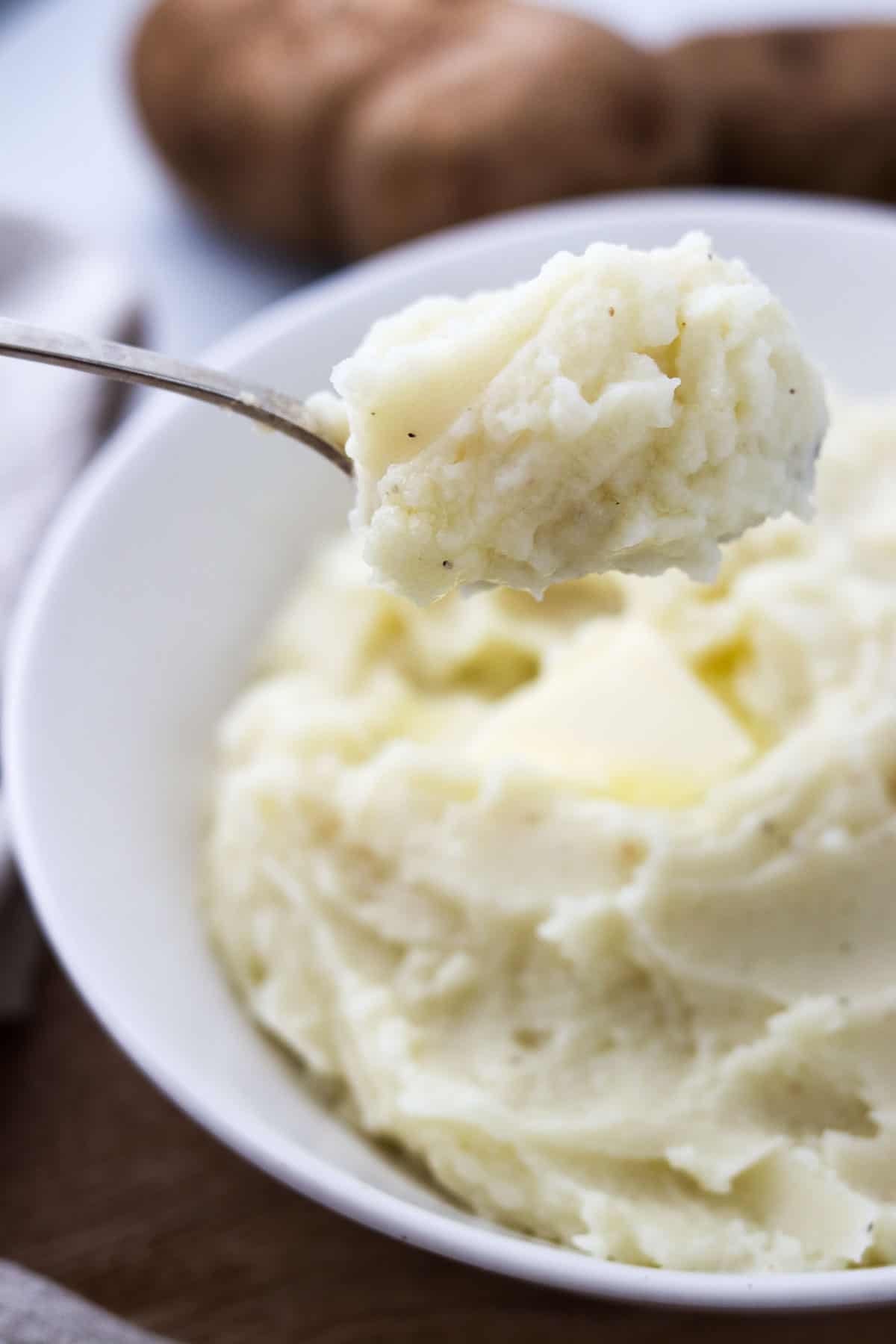 Spoonful of mashed potatoes.