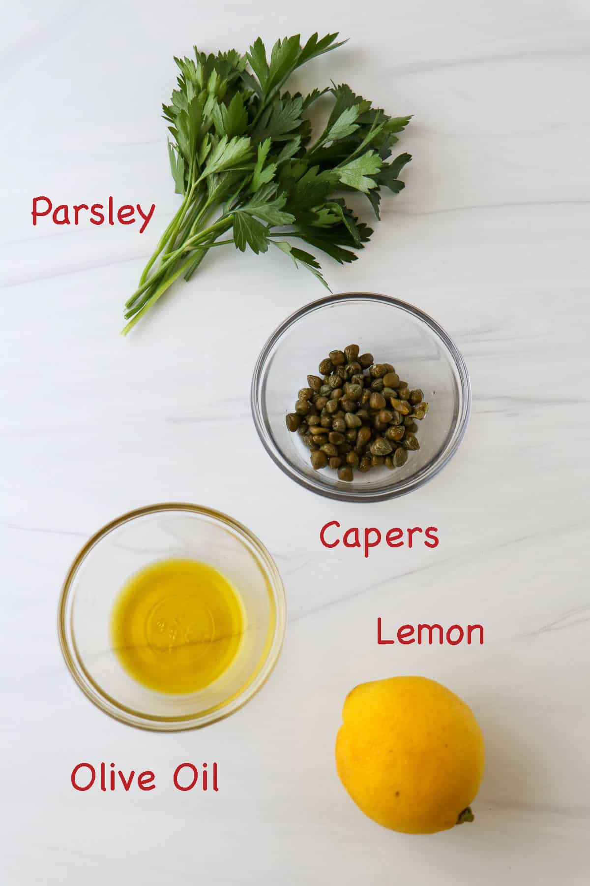 Labeled ingredients for Caper Relish.