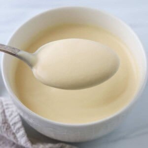 Close up of Creamy Vanilla Sauce.