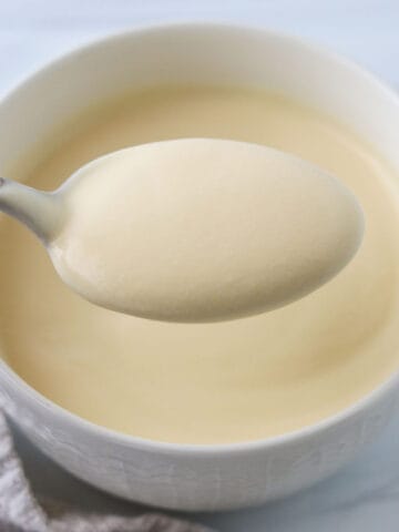 Close up of Creamy Vanilla Sauce.
