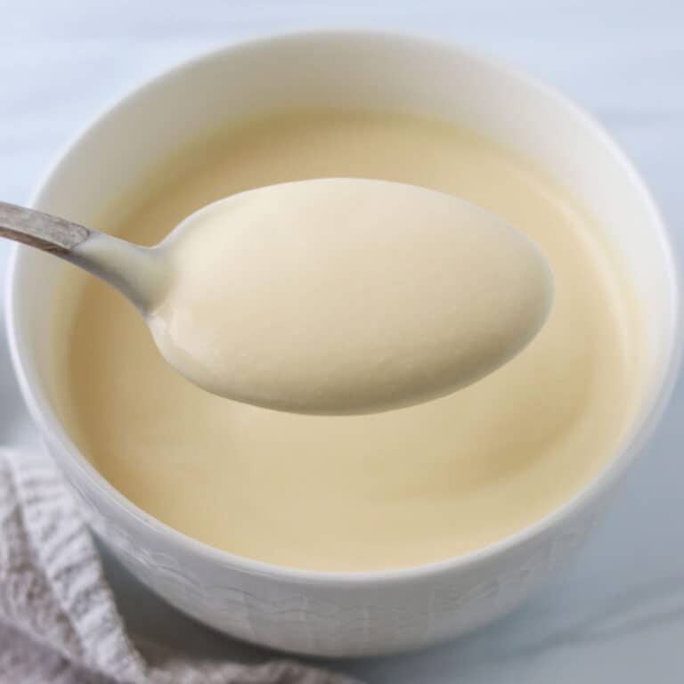 Close up of Creamy Vanilla Sauce.