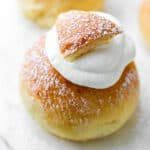 Swedish semla bun closeup.