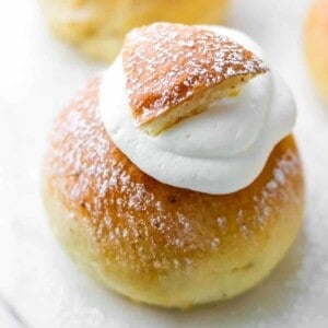 Swedish semla bun closeup.