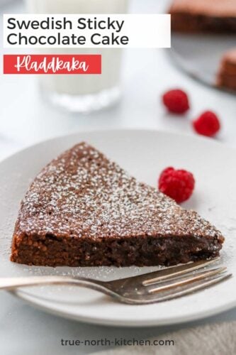 Pinterest pin for Swedish Sticky Chocolate Cake (Kladdkaka).