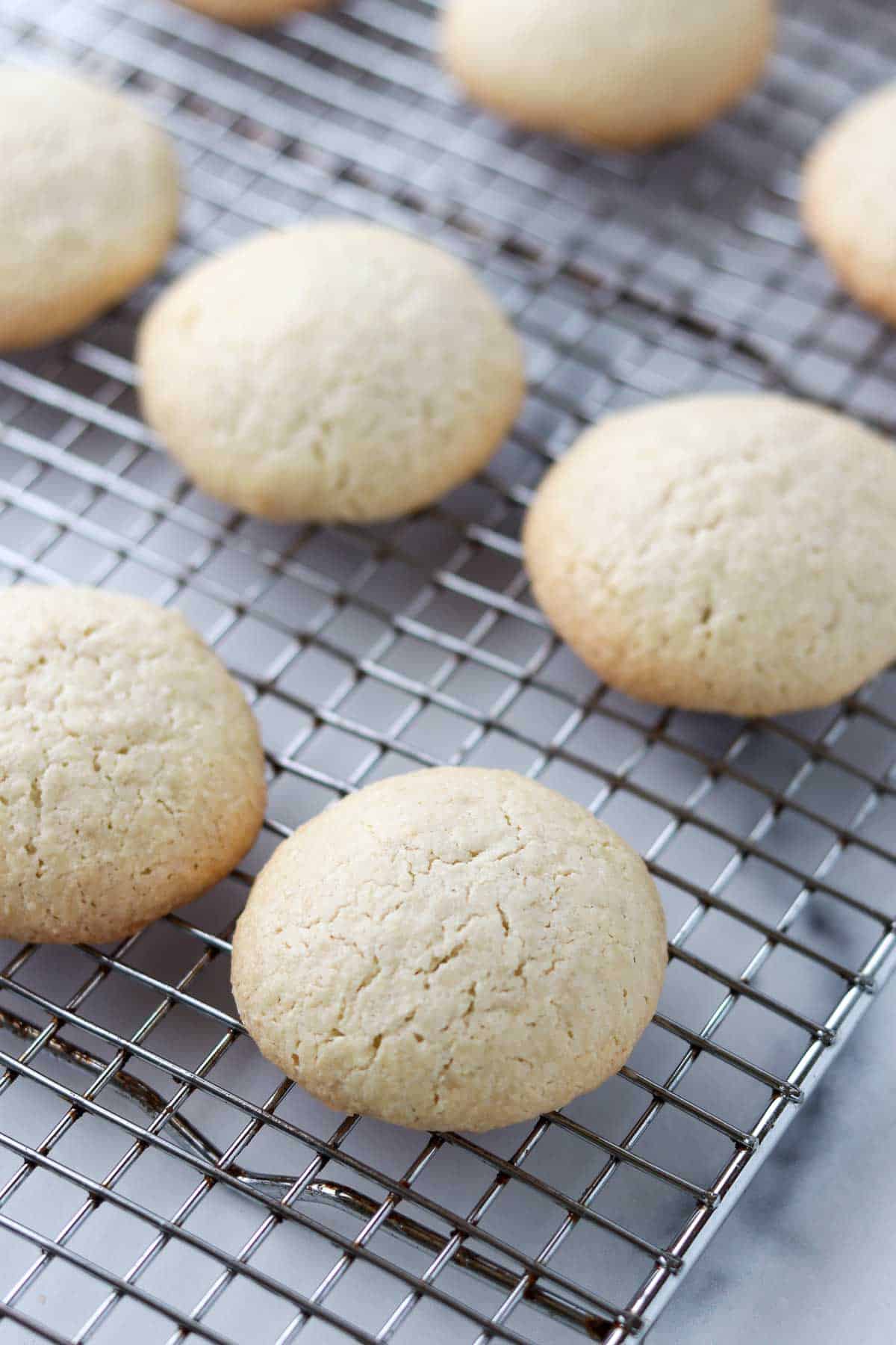 Easy Almond Macaroons on cooling rack.
