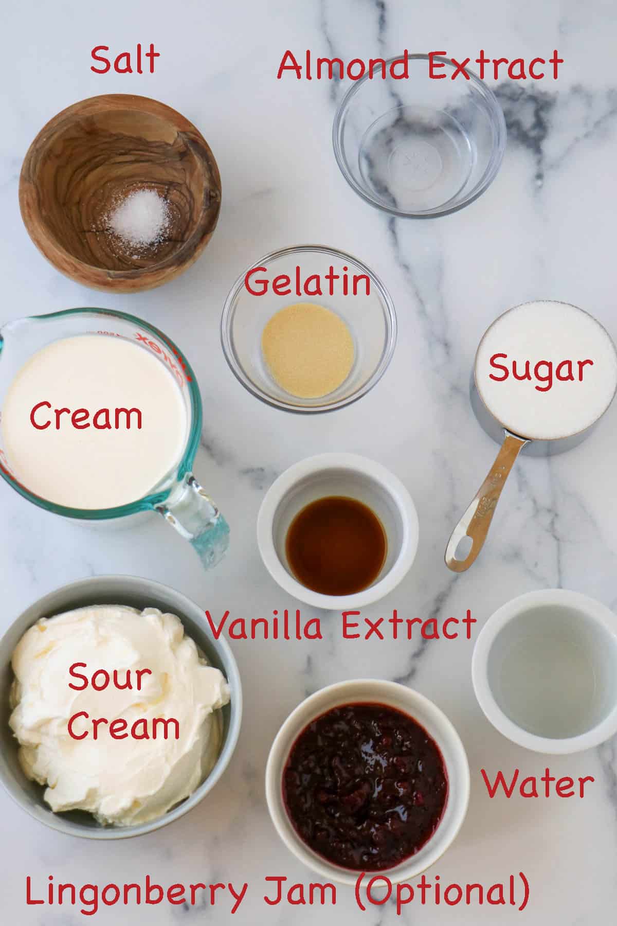 Labeled ingredients for Swedish Cream.