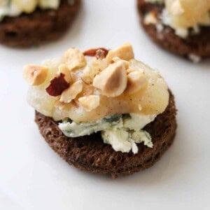 Close up of Blue Cheese and Pear Appetizer.