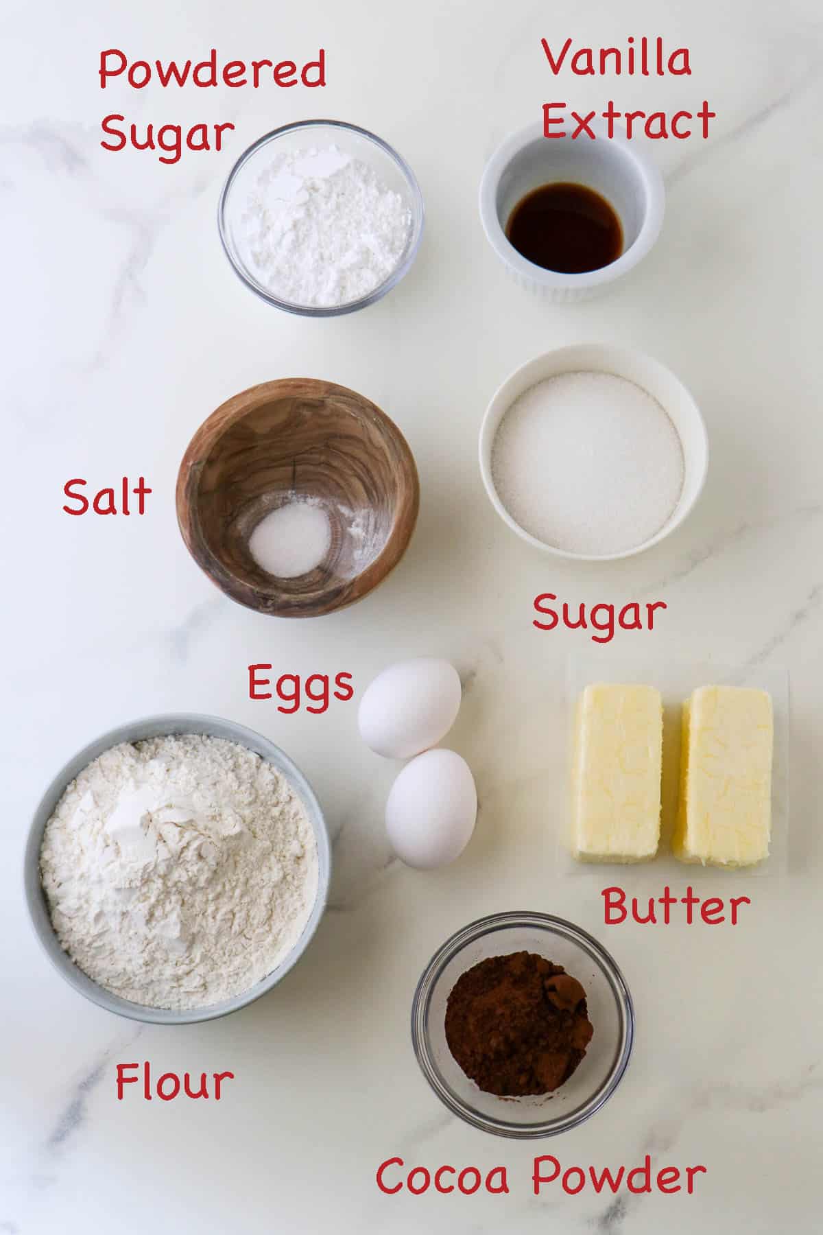 Labeled ingredients for Checkerboard Cookies.