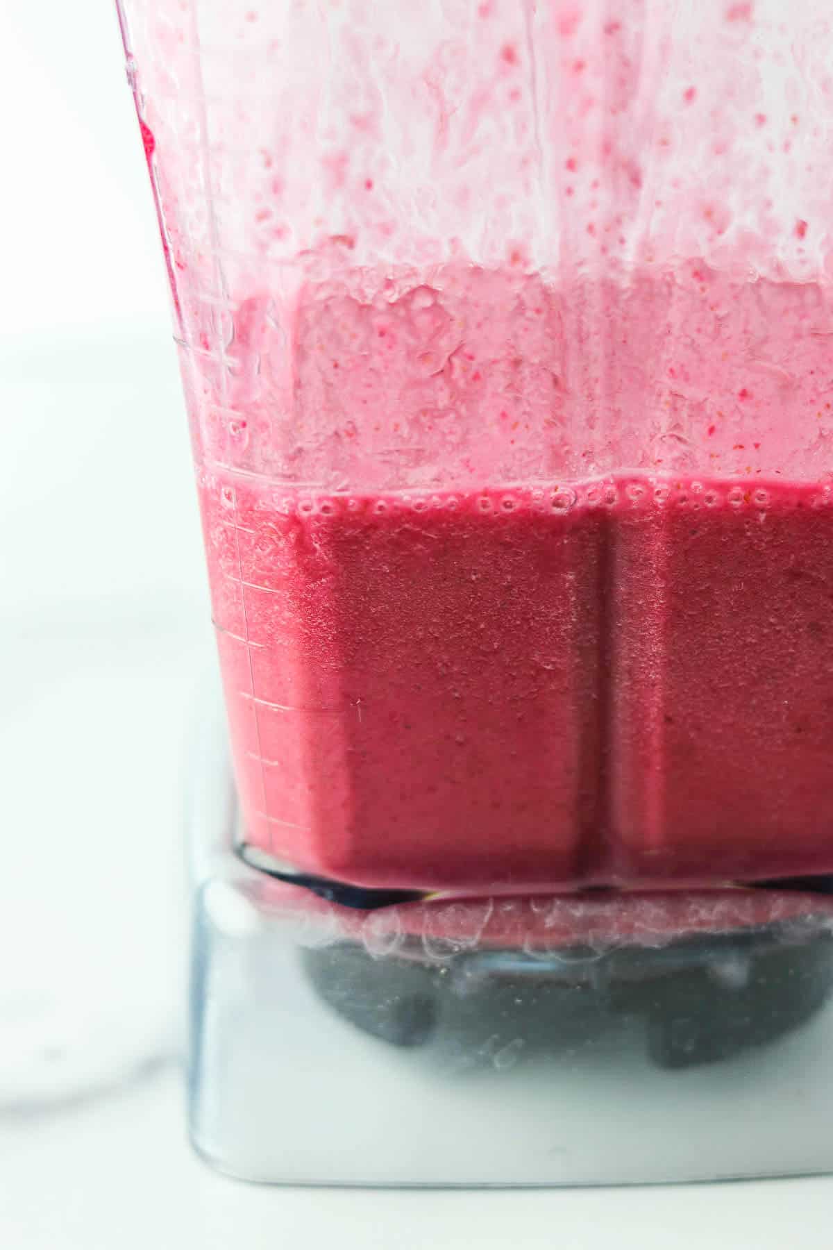 Lingonberry and sugar mixture in a blender container.