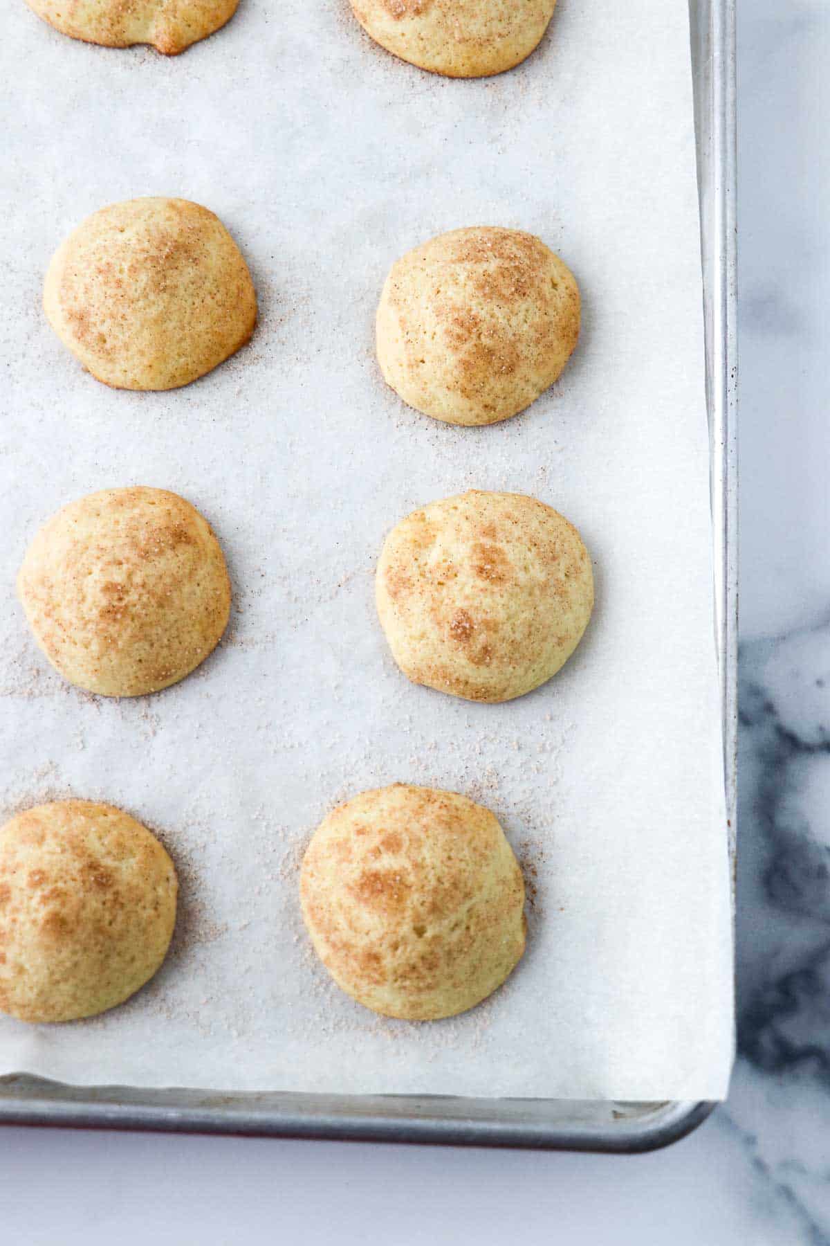 Baked Old-Fashioned Buttermilk Cookies on a baking sheet.