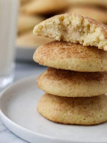 Close up of a stack of buttermilk cookies.