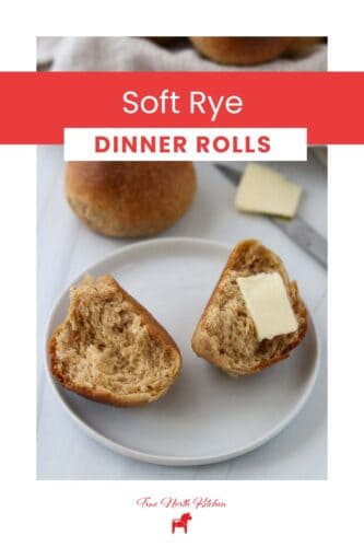 Pinterest pin for Soft Rye Dinner Rolls.