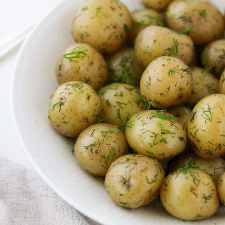 Close up of Swedish Dill Potatoes.