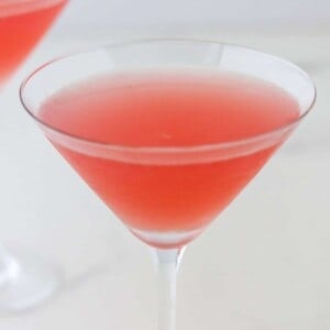 Close up of rhubarb cocktail.