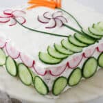Close up of Smörgåstårta (Swedish Sandwich Cake).