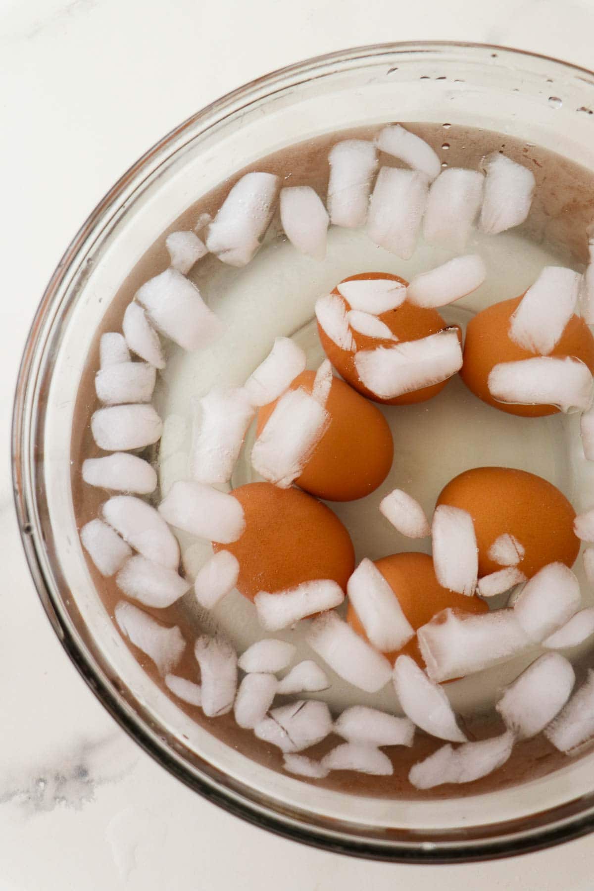 Eggs in an ice bath.