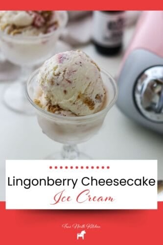 Pinterest Pin for Lingonberry Cheesecake Ice Cream.