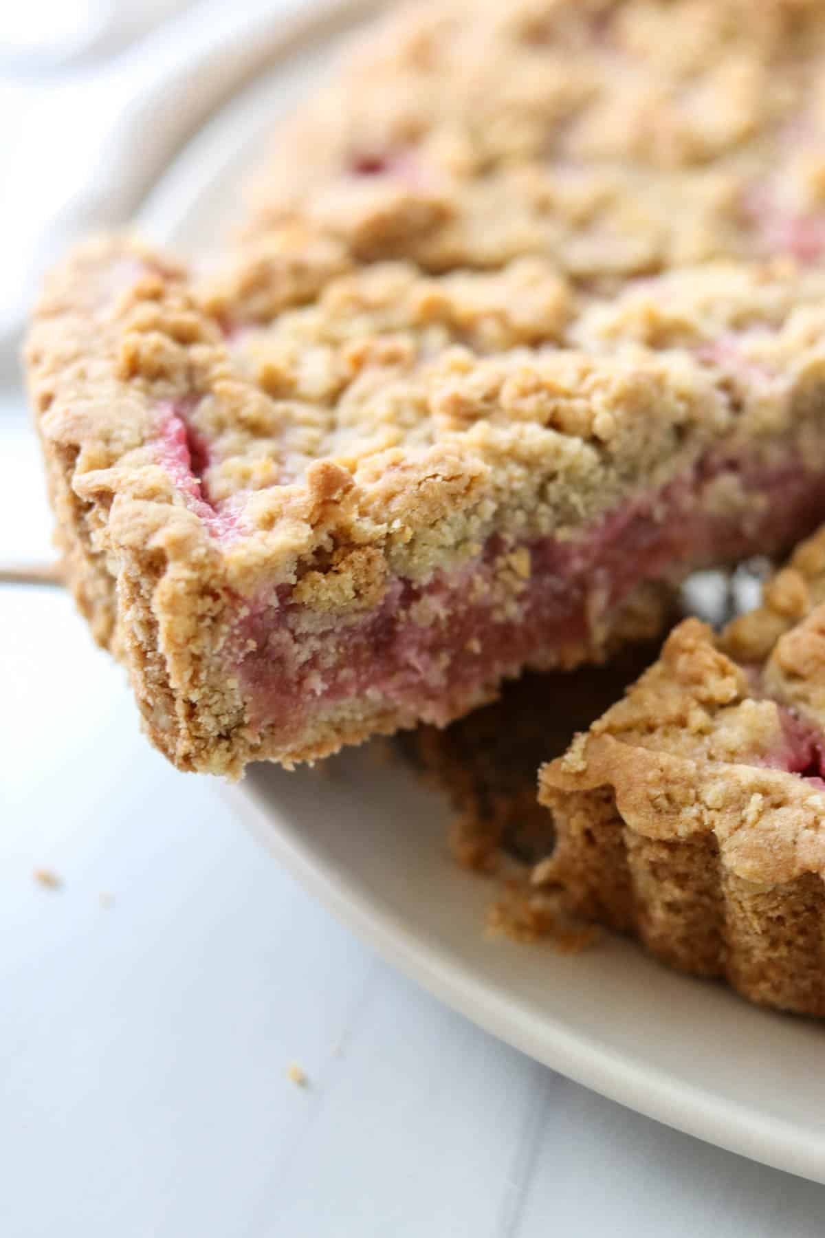 Slice of Icelandic Happy Marriage Cake (Hjónabandssaela) being served.