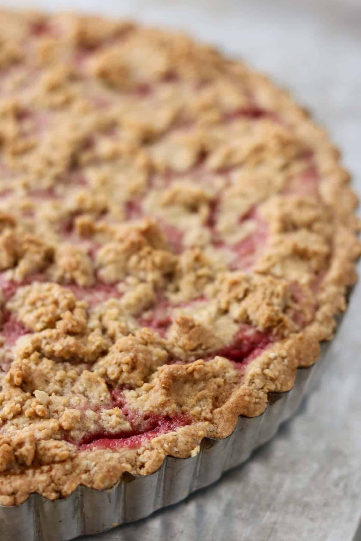 Icelandic Happy Marriage Cake (Hjónabandssaela) in a tart pan.