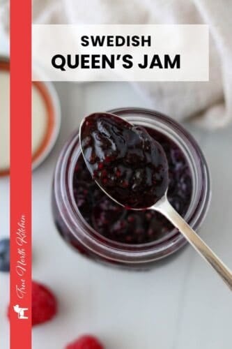 Pinterest pin for Swedish Queen's Jam (Blueberry Raspberry Jam).