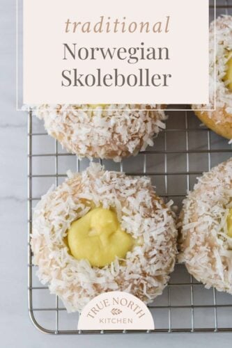 Pinterest pin for Norwegian Skoleboller.