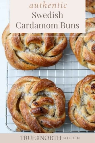 Pinterest pin for Traditional Swedish Cardamom Buns (Kardemummabullar).