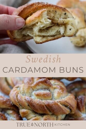 Pinterest pin for Traditional Swedish Cardamom Buns (Kardemummabullar).